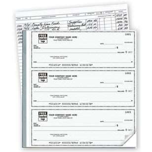 3-On-A-Page Business Size Checks with Deposit Tickets 1 Part
