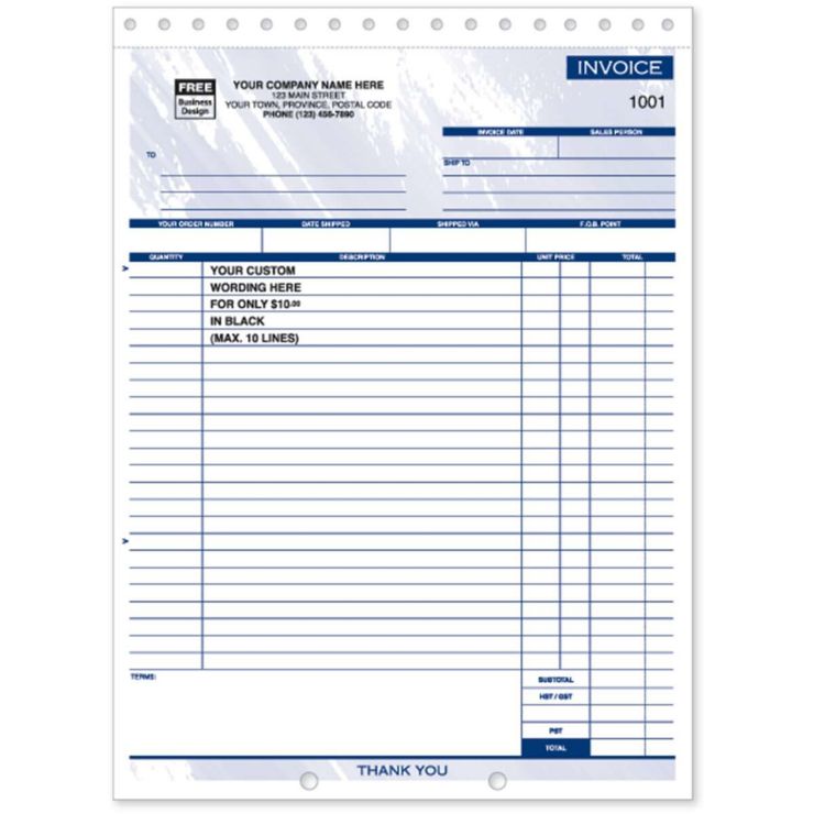 Large Lined Invoices - 8 1/2" X 11 - 3 Part