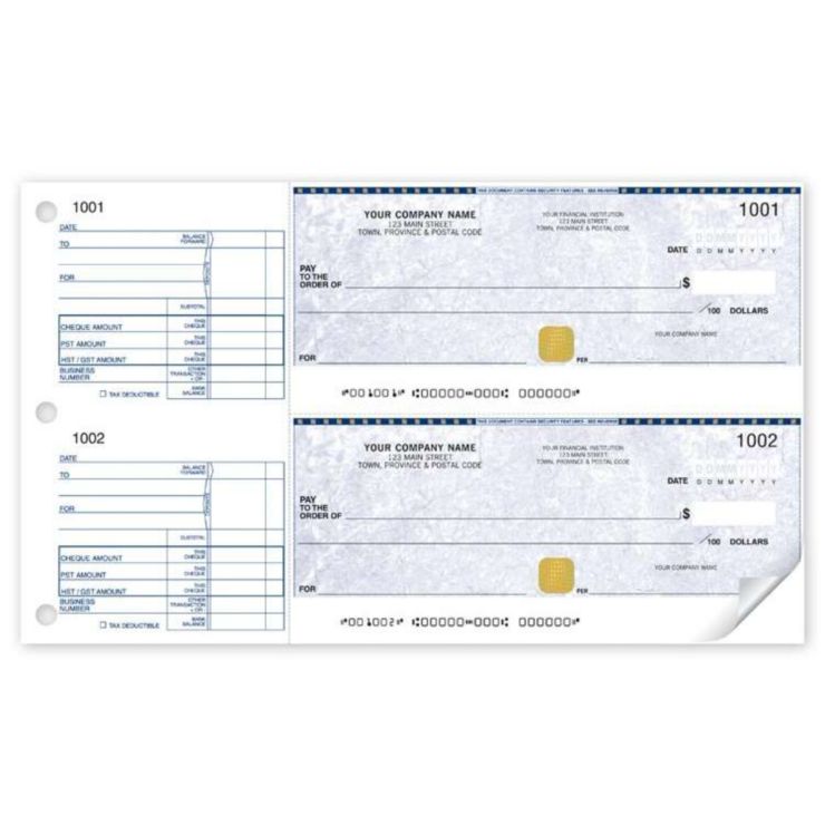 2-to-a-page Security Cheques - 1 Part
