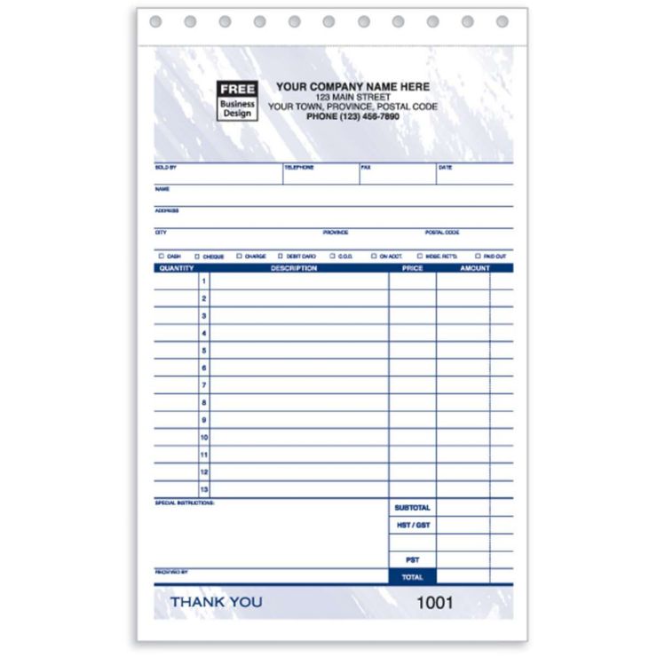 Sales Receipt Slips - Medium - 5 2/3 x 8 1/2" - 2 Part