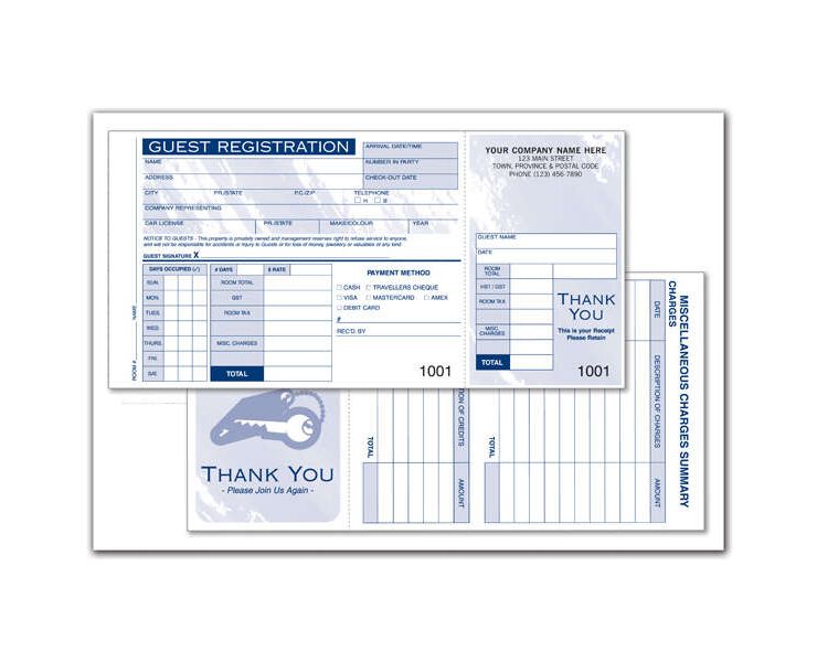 Guest Registration Card - 8 1/2 x 4 1/4" - 1 Part