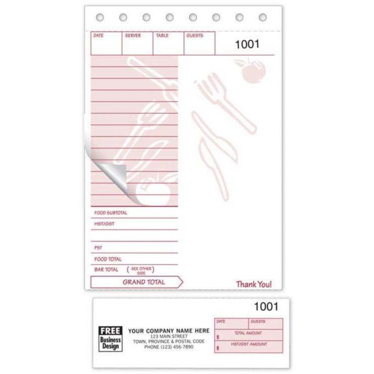 Full Meal Guest Cheque - 4 1/4" x 7 1/2" - 2 Part
