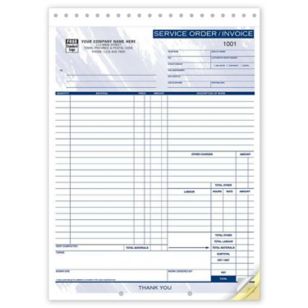 Large Service Order/Invoice - 8 1/2 X 11