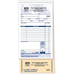 Large Service Order/Invoice - 4 1/4 x 8 1/2