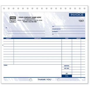 Classic Design, Lined Small Format Invoices - 2 Part