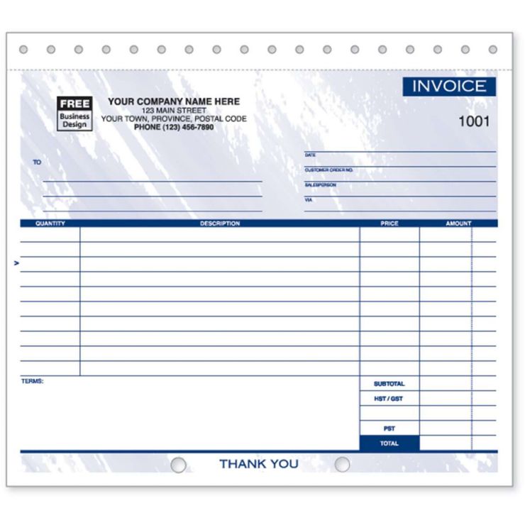 Classic Design, Lined Small Format Invoices - 2 Part