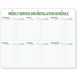 Weekly Service & Installation Schedule Pad, Hole Punch