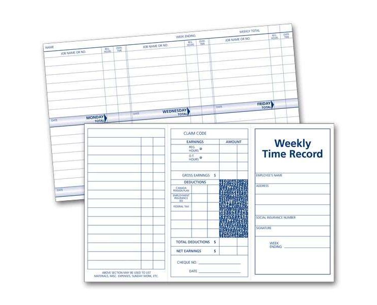 Pocket Size Weekly Time Cards