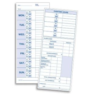 Weekly Time Card, Manila Tag Stock