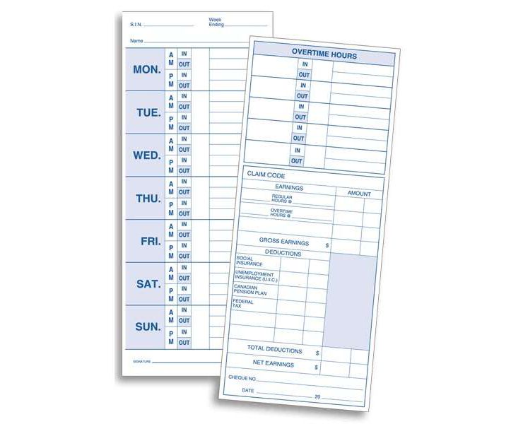 Weekly Time Card, Manila Tag Stock