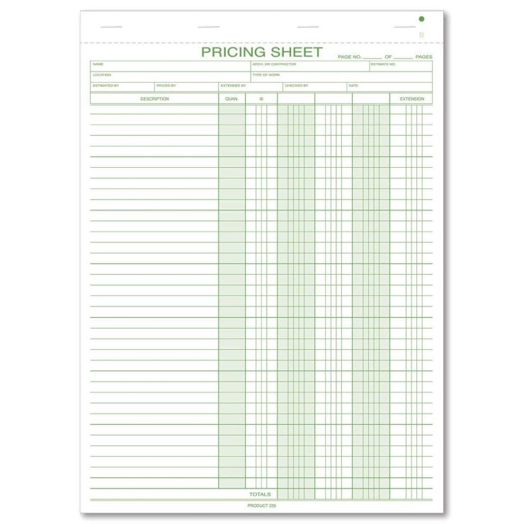 Pricing Sheets