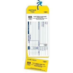 4-In-1 Repair Tags W/ Claim Cheque & Carbons, White