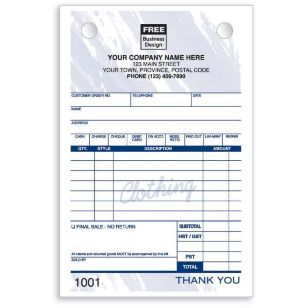 Clothing Register Forms - Small Classic