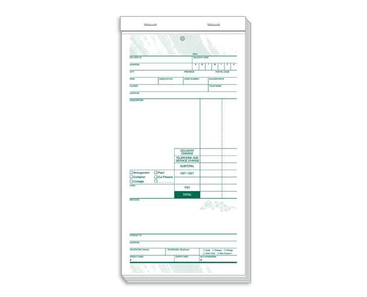Florist Order Form Pads