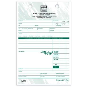 Florist Register Forms - Large Classic - 2 Part