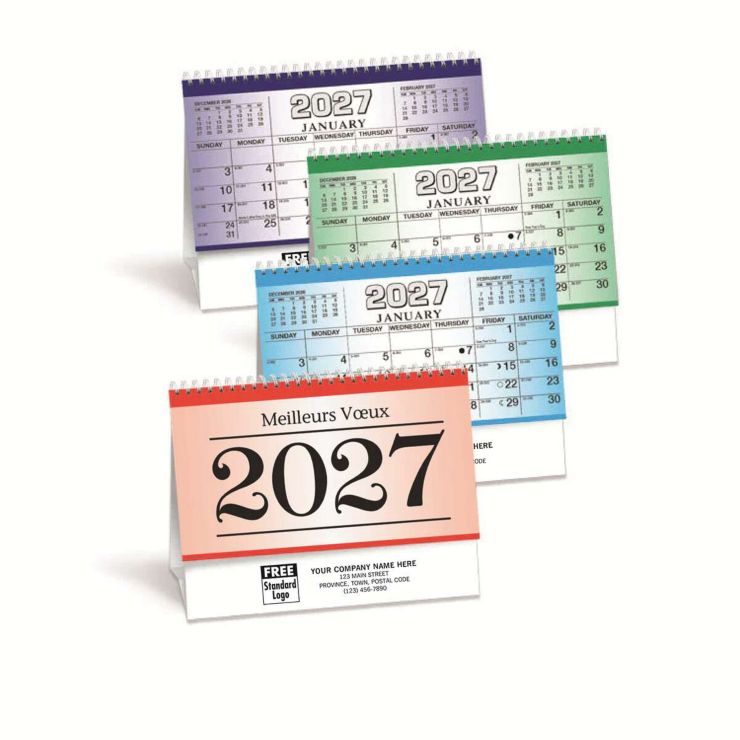 2027 Econo Colorama Desk Calendar - French - Blue, Process