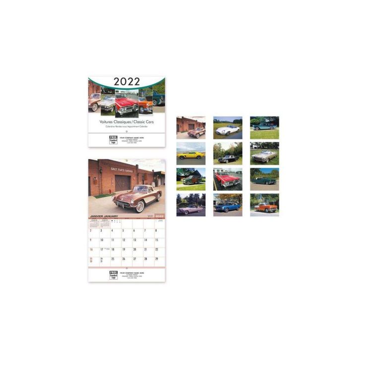 2026 Classic Cars Wall Calendar - Bilingual