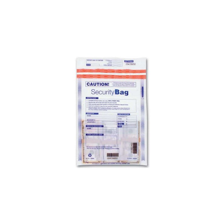 9 X 12" Single Pocket Deposit Bag, Clear