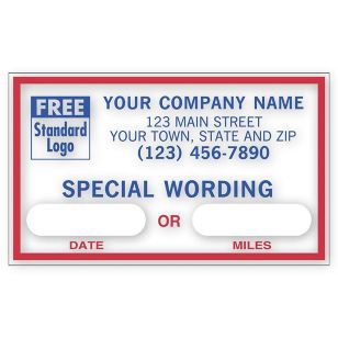Static Cling Oil Change / Service Labels