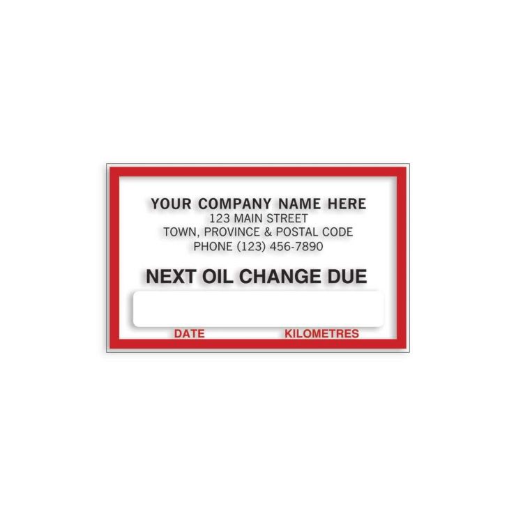 Static Cling Label (Next Oil Change) - 2 1/2" x 1 1/2"