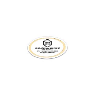 Gold Trim Oval White Labels