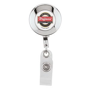 Dalila Round Metal Badge Holder - Chrome