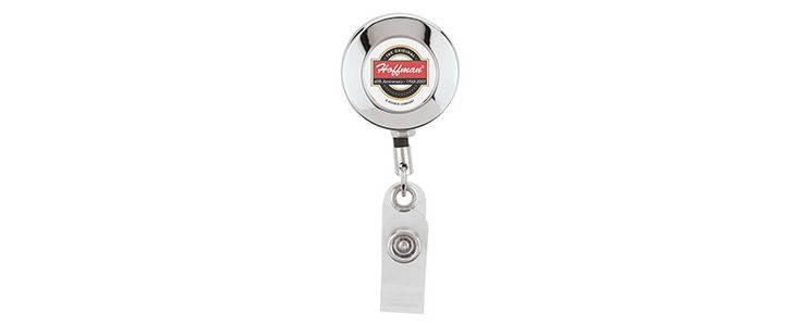 Dalila Round Metal Badge Holder - Chrome