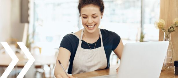 female business owner ordering supplies online