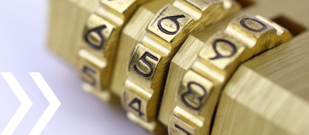 gold combination lock showing security