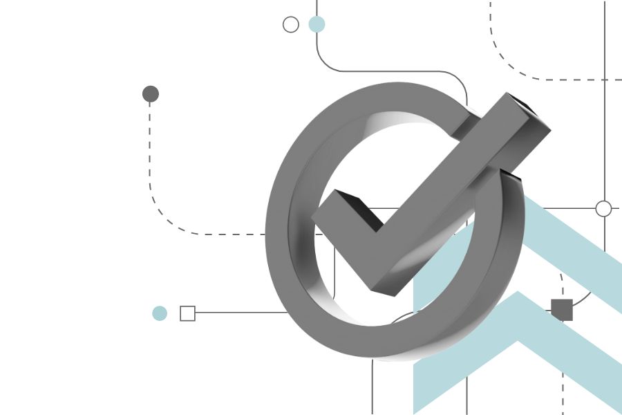 Image shows a large blue check mark in a circle.