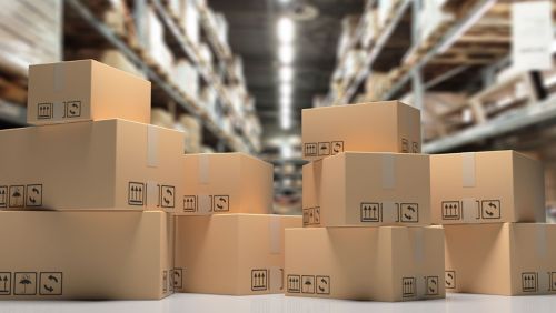 Stack of boxes for distribution