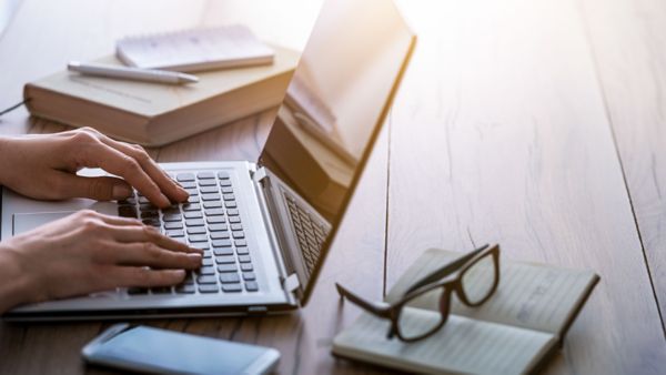 Person working on a laptop