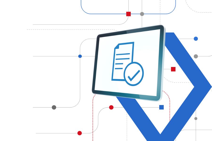 Computer screen with document and check mark