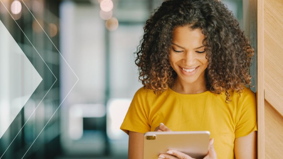 Business woman working on a tablet
