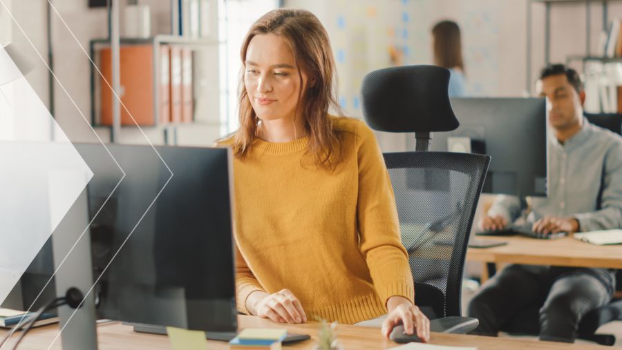 Business woman at her desk on a computer