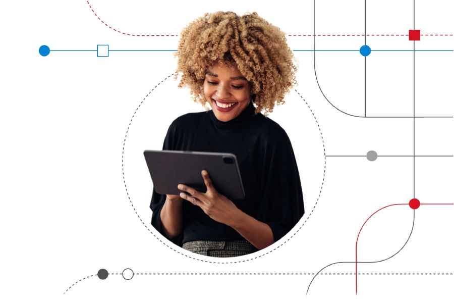 A woman on a tablet 