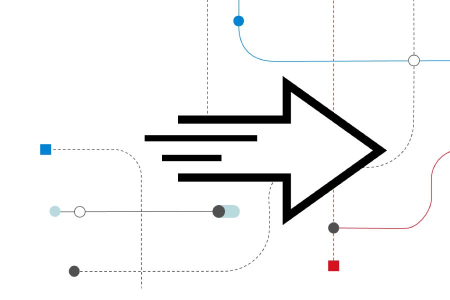 An arrow icon moving forward