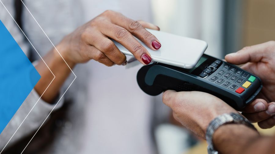 Woman using her phone to pay