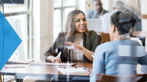 Business banker assisting one of her clients