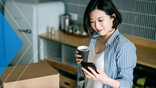 Small business owner on her smartphone.