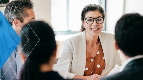 Group of bank workers having office meeting  