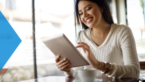 Woman on her digital tablet.