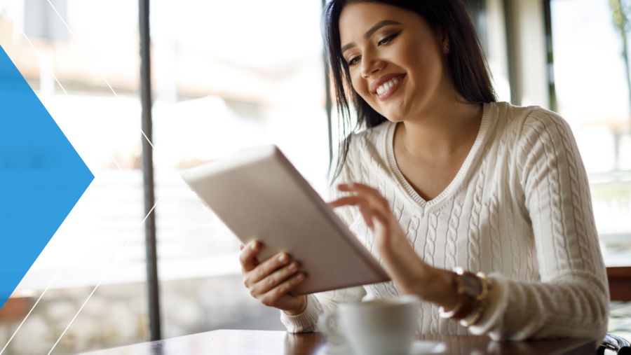Woman on her digital tablet.