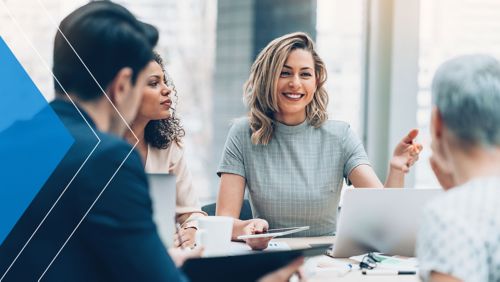 Business people discussing AI