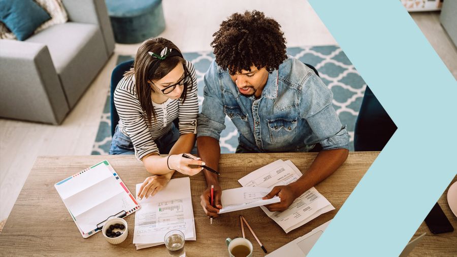 couple paying bills