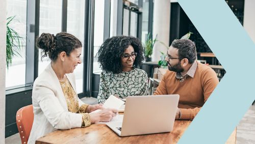 Small business owners meeting with banker.