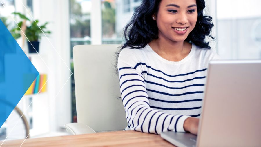 Woman on her laptop computer at home.
