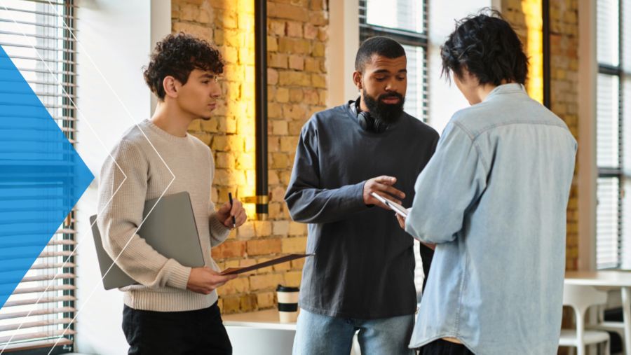 Nonprofit employees discussing their organization's credibility.