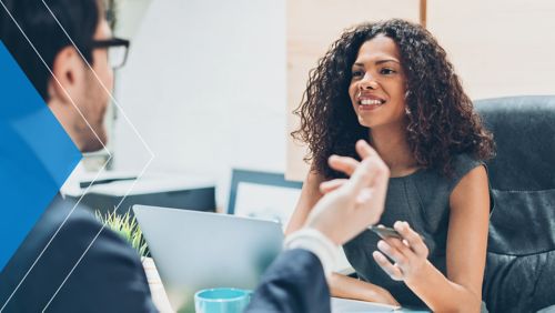 Two bankers discuss branch performance data