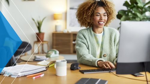Nonprofit leader managing digital donations on her desktop computer.